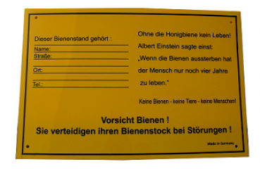 Warn- und Infoschild Bienenstand